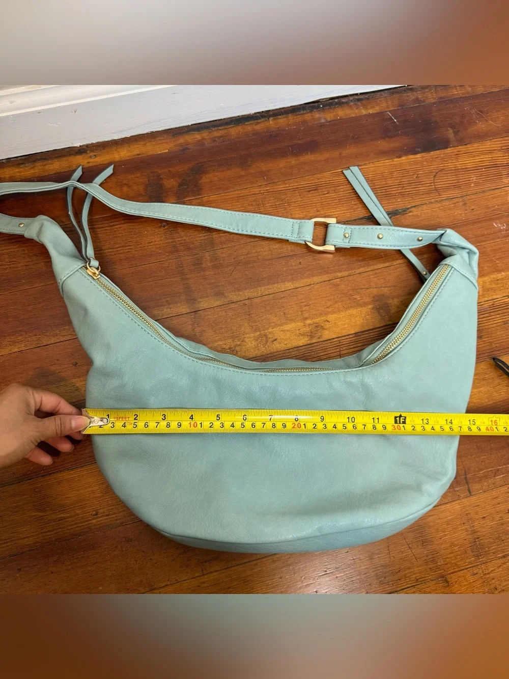 Jessica Simpson Light Blue Leather Hobo Bag with Gold Hardware
